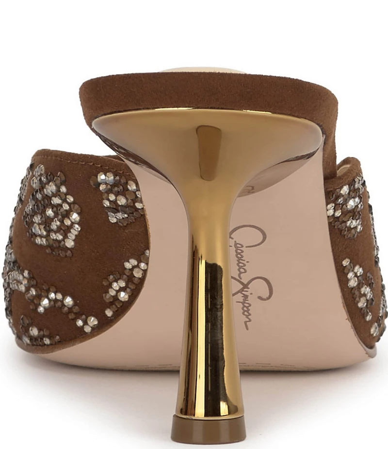 Jessica Simpson Xia Rhinestone Embellished Mirror Dress Mules