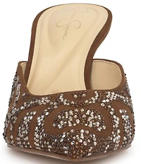 Jessica Simpson Xia Rhinestone Embellished Mirror Dress Mules