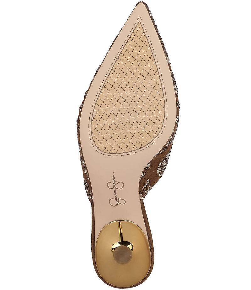 Jessica Simpson Xia Rhinestone Embellished Mirror Dress Mules