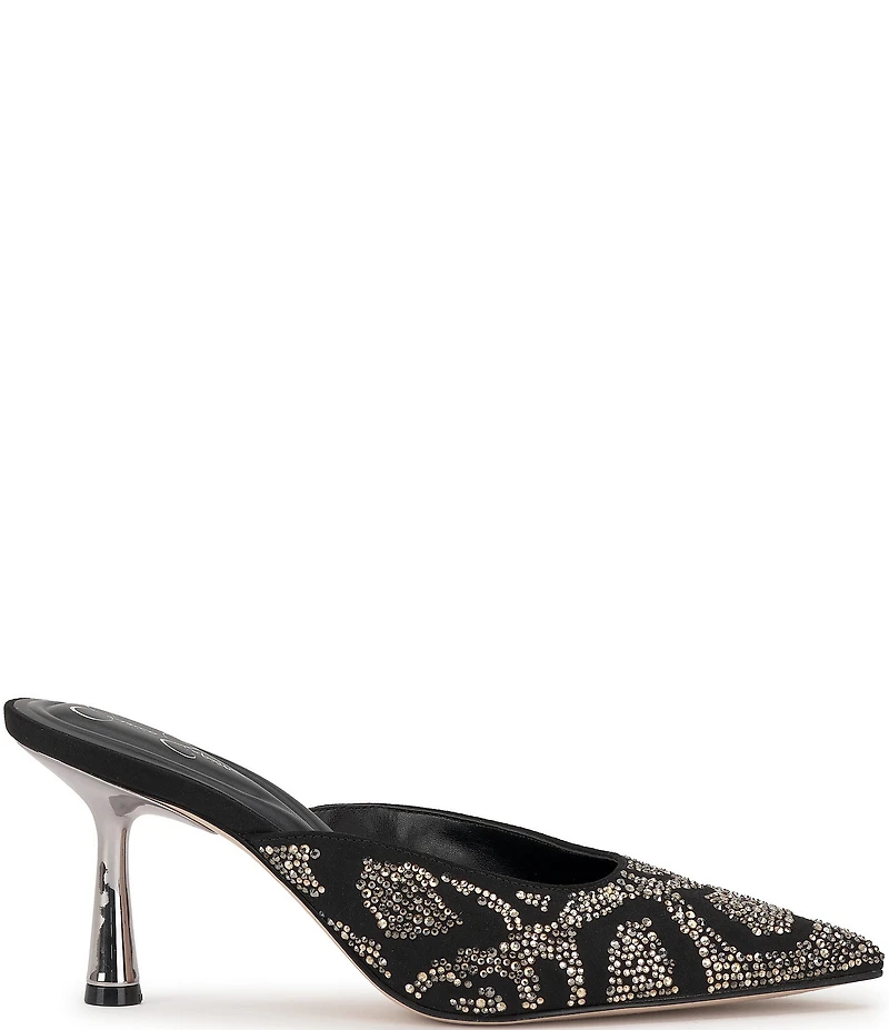 Jessica Simpson Xia Rhinestone Embellished Mirror Dress Mules