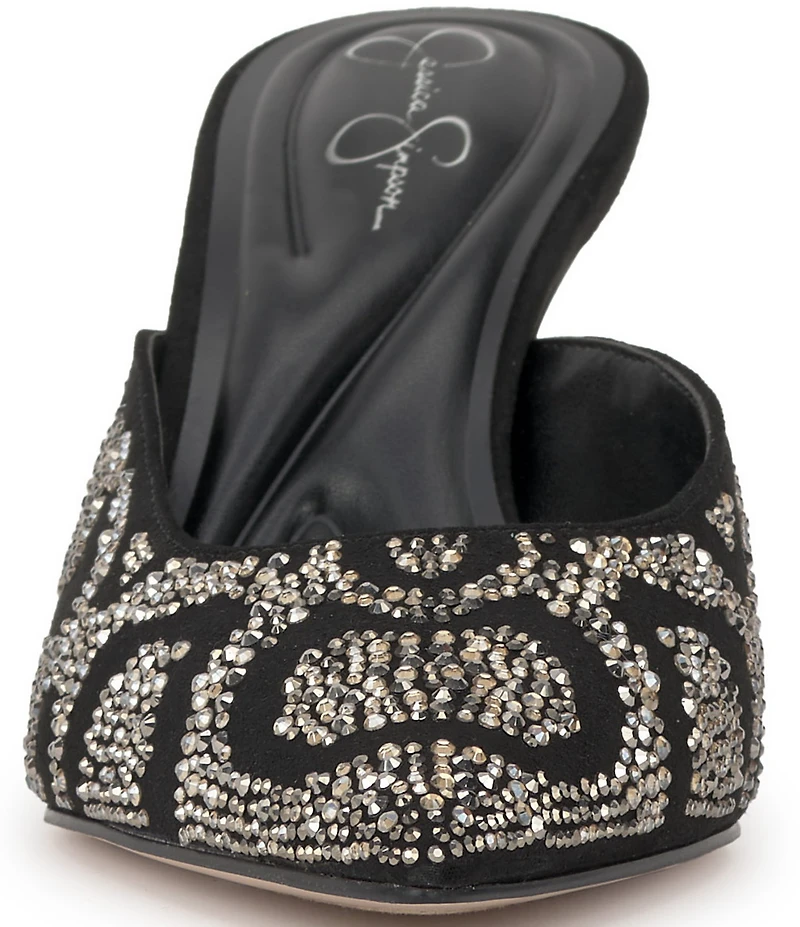 Jessica Simpson Xia Rhinestone Embellished Mirror Dress Mules
