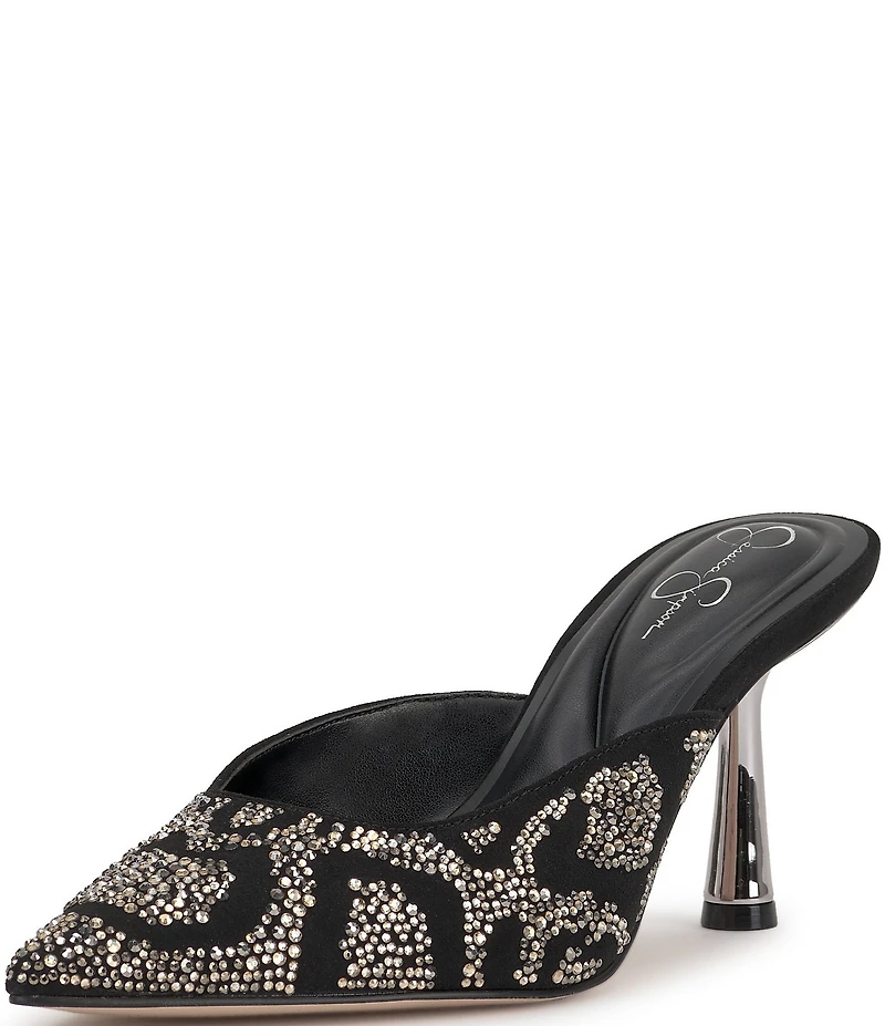 Jessica Simpson Xia Rhinestone Embellished Mirror Dress Mules