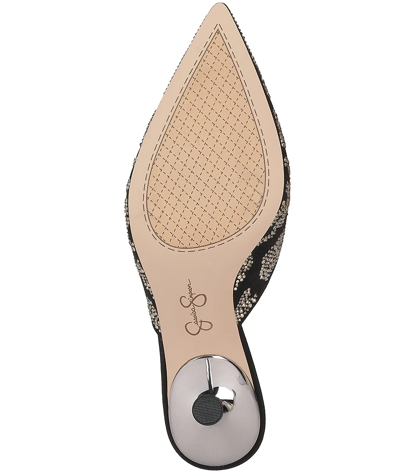 Jessica Simpson Xia Rhinestone Embellished Mirror Dress Mules