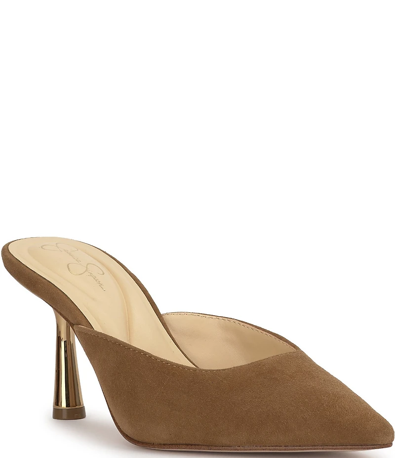 Jessica Simpson Xia Suede Mirrored Heeled Mules