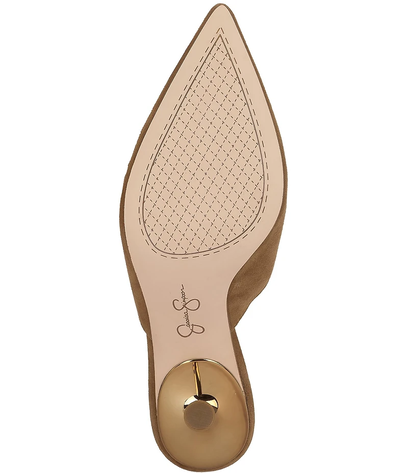 Jessica Simpson Xia Suede Mirrored Heeled Mules
