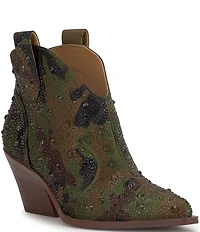 Jessica Simpson Zadie Camo Print Rhinestone Western Booties