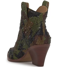 Jessica Simpson Zadie Camo Print Rhinestone Western Booties
