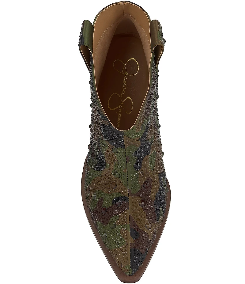 Jessica Simpson Zadie Camo Print Rhinestone Western Booties
