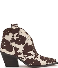 Jessica Simpson Zadie Cow Print Studded Western Booties