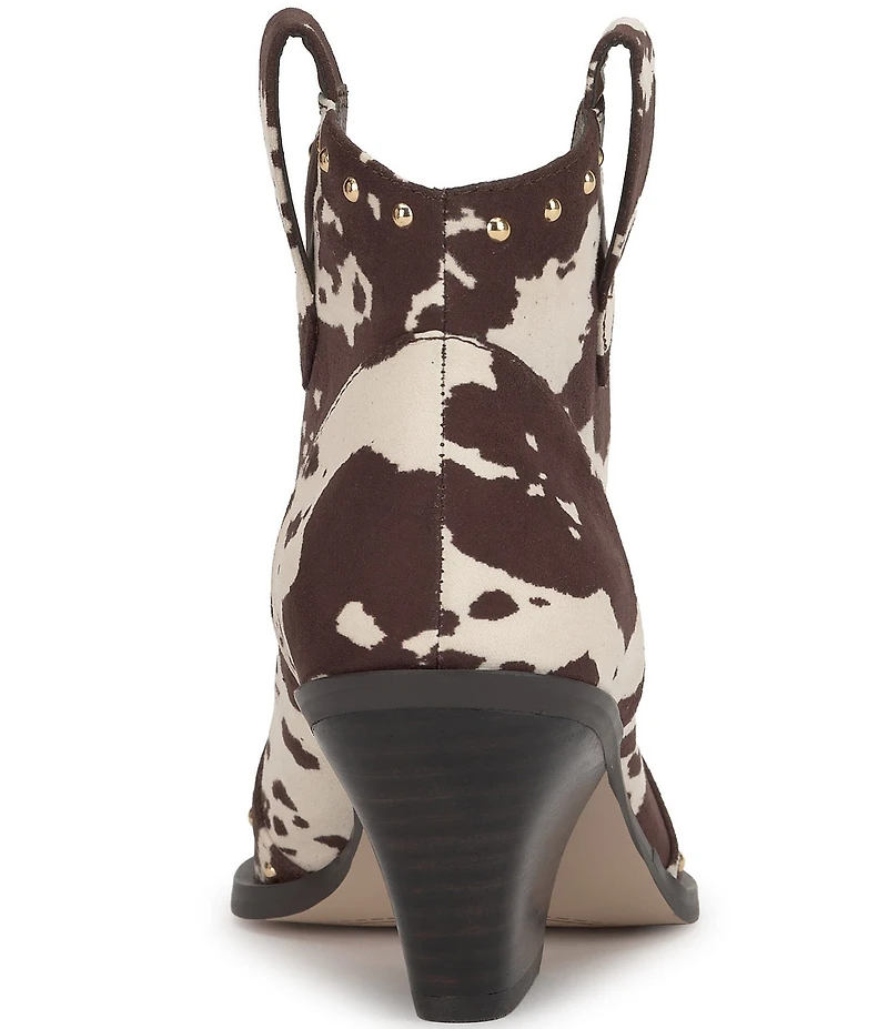 Jessica Simpson Zadie Cow Print Studded Western Booties
