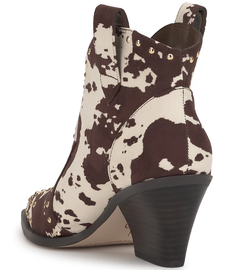 Jessica Simpson Zadie Cow Print Studded Western Booties