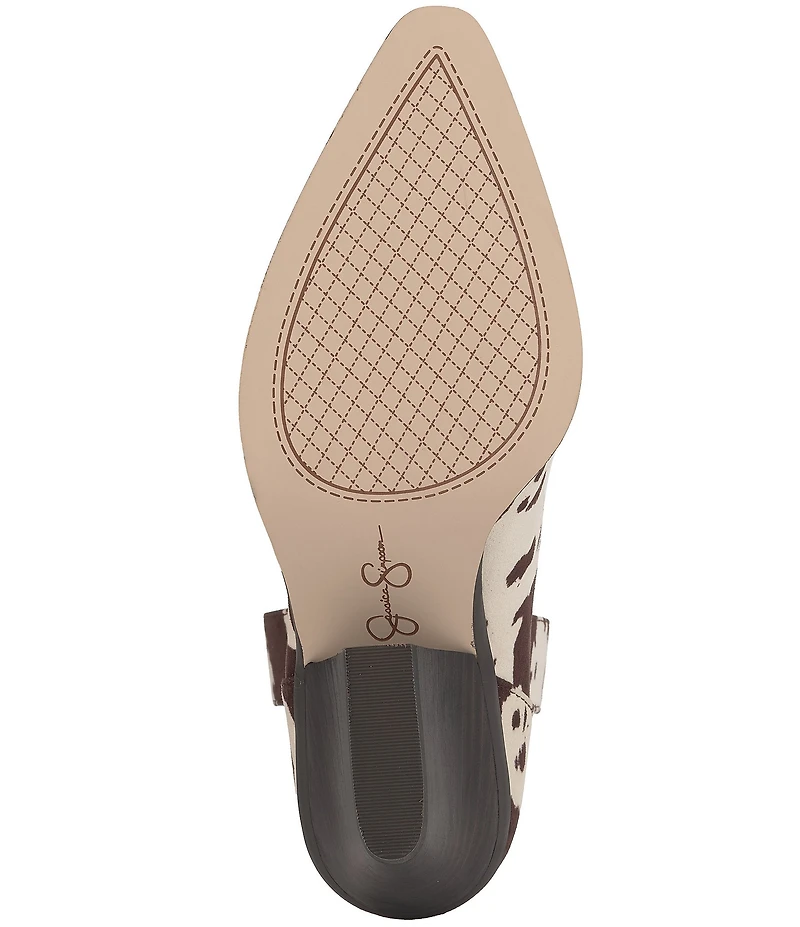 Jessica Simpson Zadie Cow Print Studded Western Booties