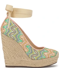 Jessica Simpson Zexie Chevron Raffia Ankle Wrap Espadrille Wedge Pumps