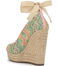 Jessica Simpson Zexie Chevron Raffia Ankle Wrap Espadrille Wedge Pumps