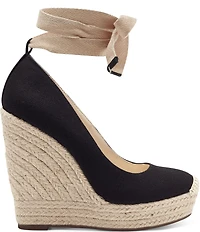 Jessica Simpson Zexie Canvas Ankle Wrap Bow Espadrille Platform Wedges