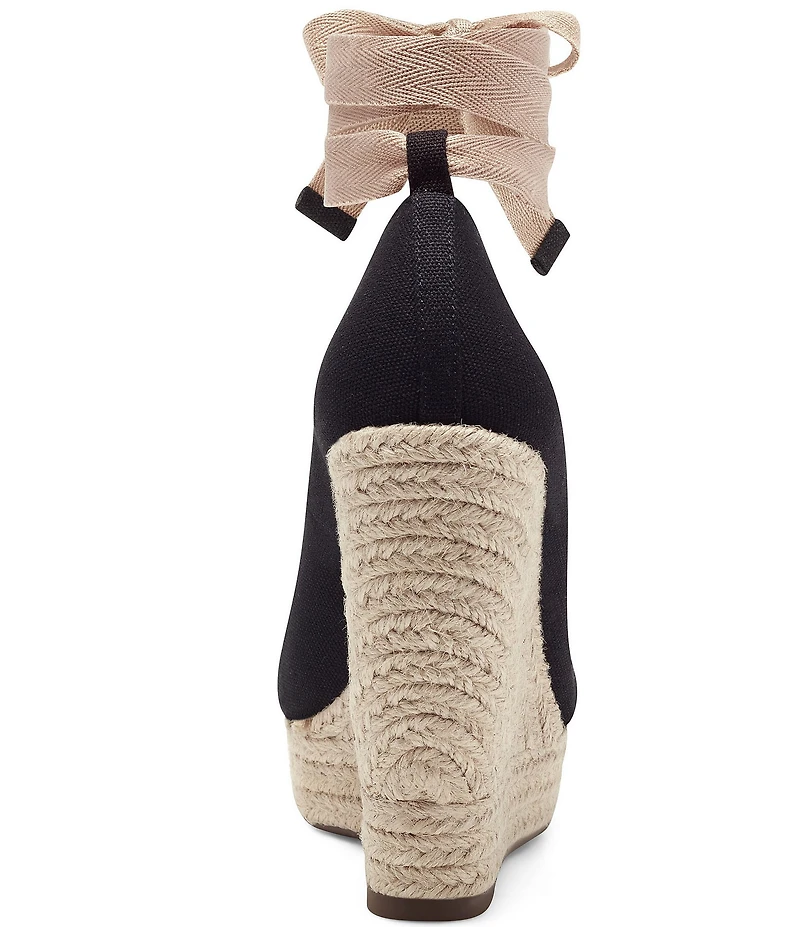 Jessica Simpson Zexie Canvas Ankle Wrap Bow Espadrille Platform Wedges