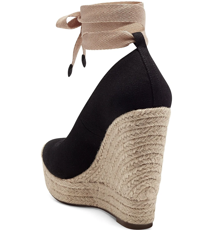 Jessica Simpson Zexie Canvas Ankle Wrap Bow Espadrille Platform Wedges