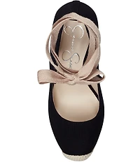 Jessica Simpson Zexie Canvas Ankle Wrap Bow Espadrille Platform Wedges