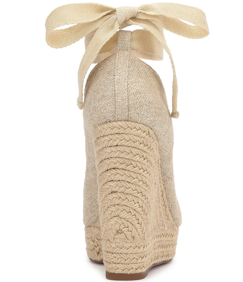 Jessica Simpson Zexie Canvas Ankle Wrap Bow Espadrille Platform Wedges