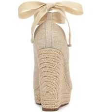 Jessica Simpson Zexie Canvas Ankle Wrap Bow Espadrille Platform Wedges