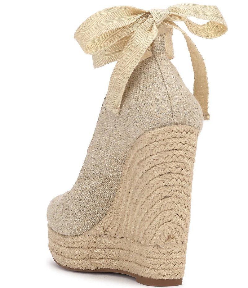 Jessica Simpson Zexie Canvas Ankle Wrap Bow Espadrille Platform Wedges