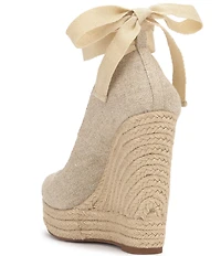Jessica Simpson Zexie Canvas Ankle Wrap Bow Espadrille Platform Wedges