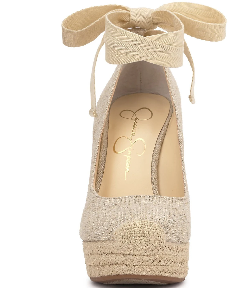 Jessica Simpson Zexie Canvas Ankle Wrap Bow Espadrille Platform Wedges