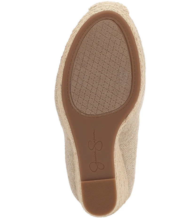 Jessica Simpson Zexie Canvas Ankle Wrap Bow Espadrille Platform Wedges
