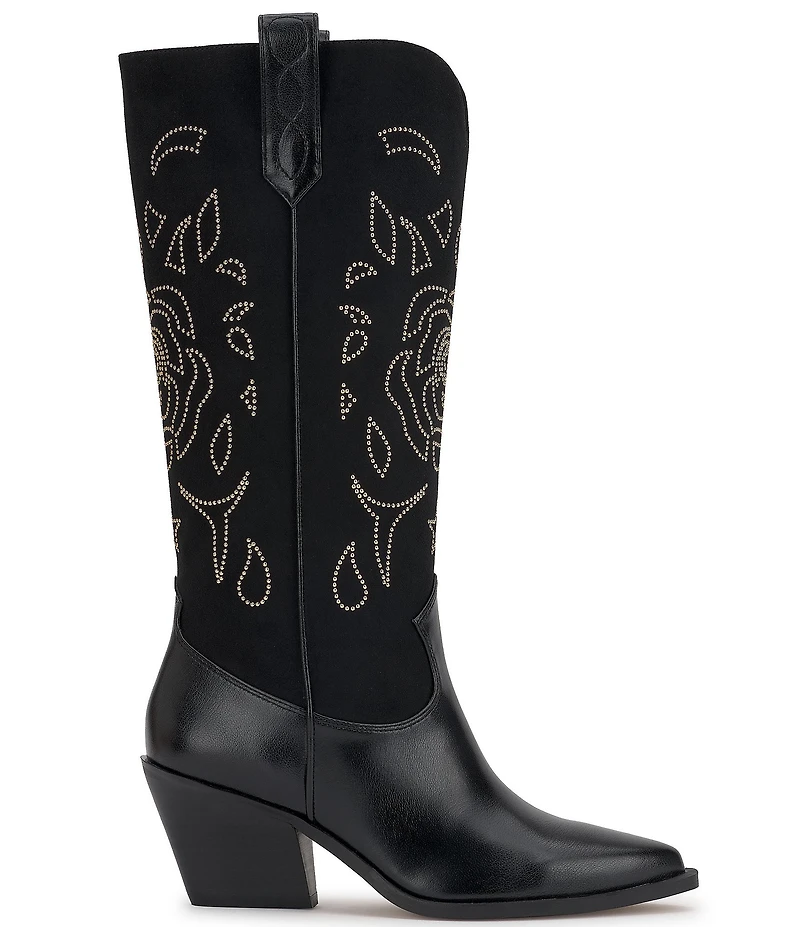 Jessica Simpson Zodra Rose Leather Suede Studded Tall Western Boots