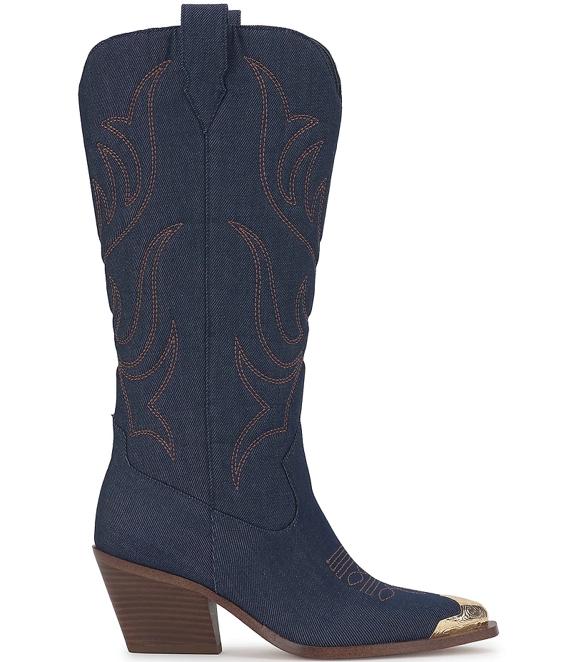 Jessica Simpson Zuliena Denim Metallic Cap Toe Western Boots
