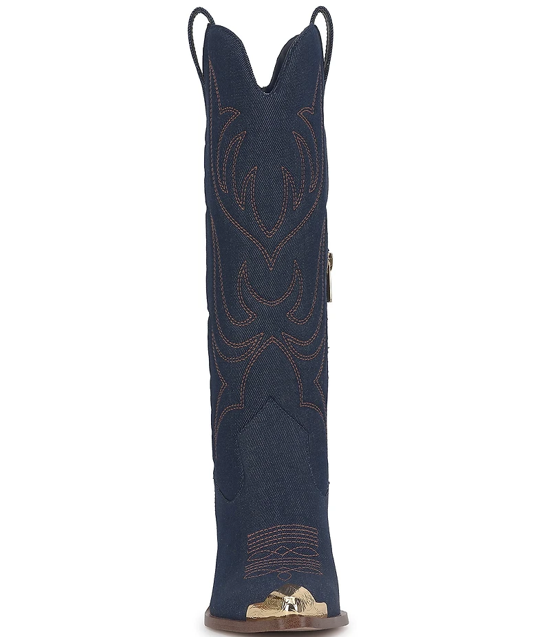Jessica Simpson Zuliena Denim Metallic Cap Toe Western Boots