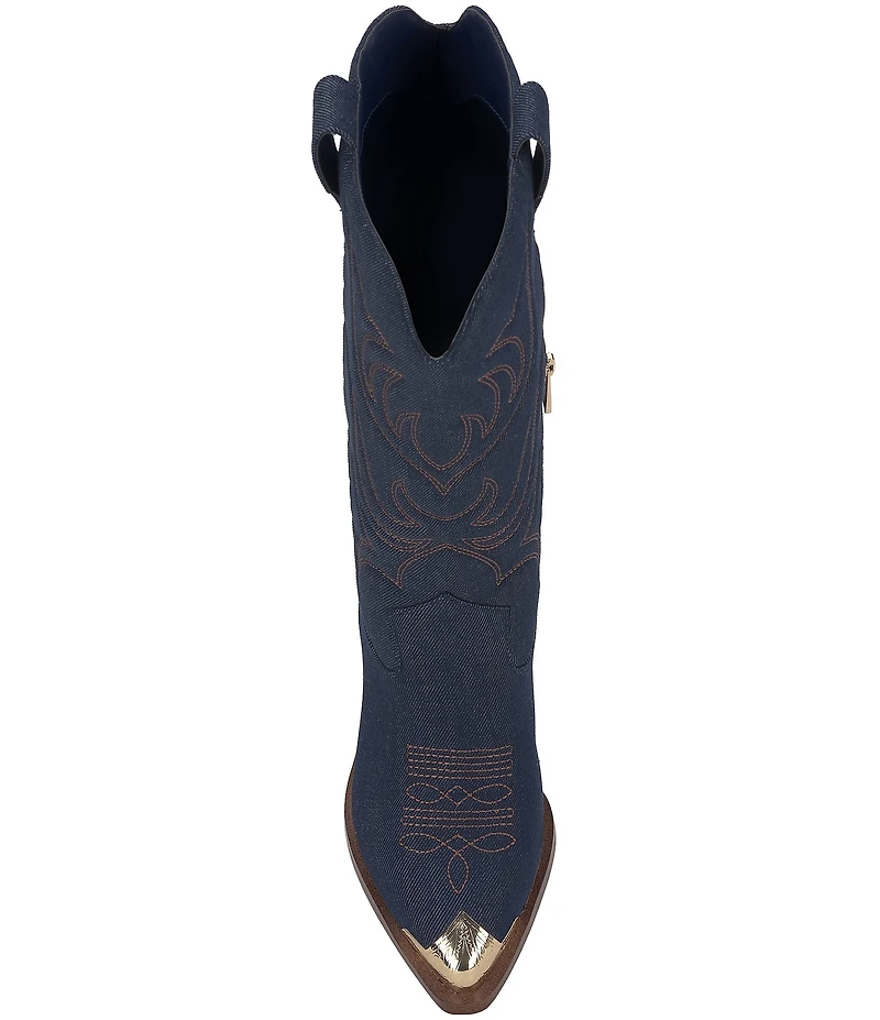 Jessica Simpson Zuliena Denim Metallic Cap Toe Western Boots