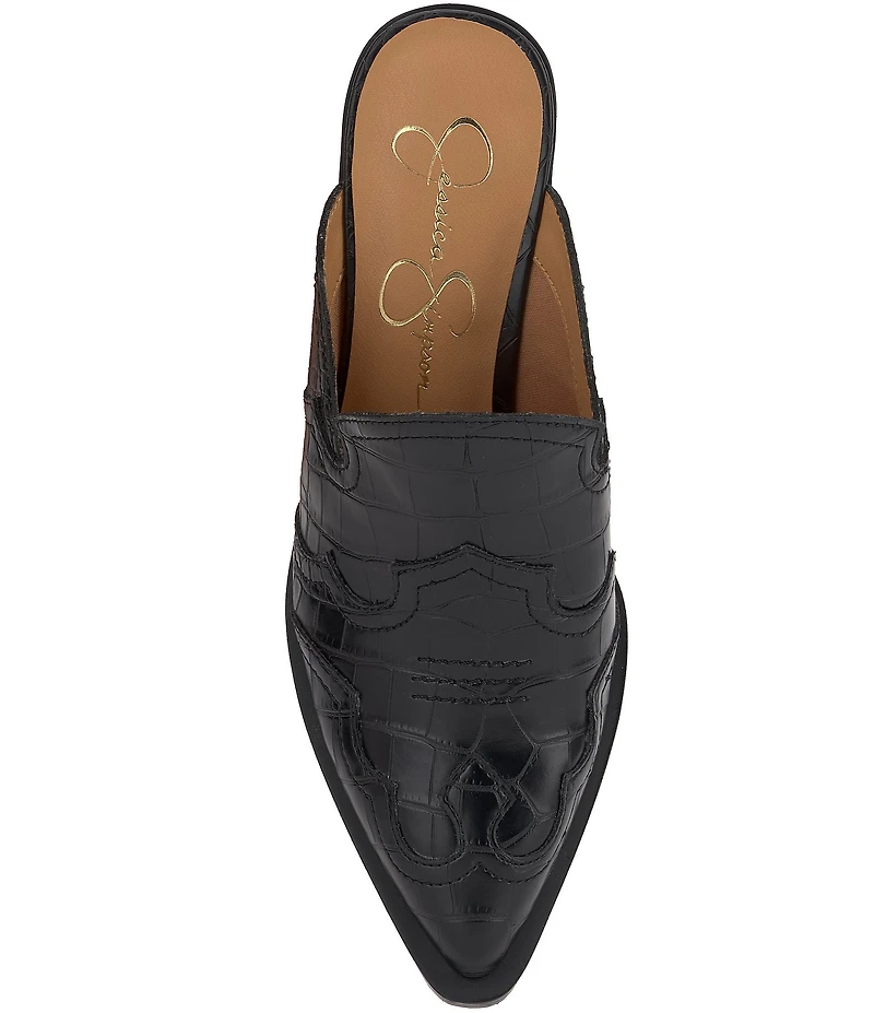 Jessica Simpson Zurina Crocodile Western Heeled Mules