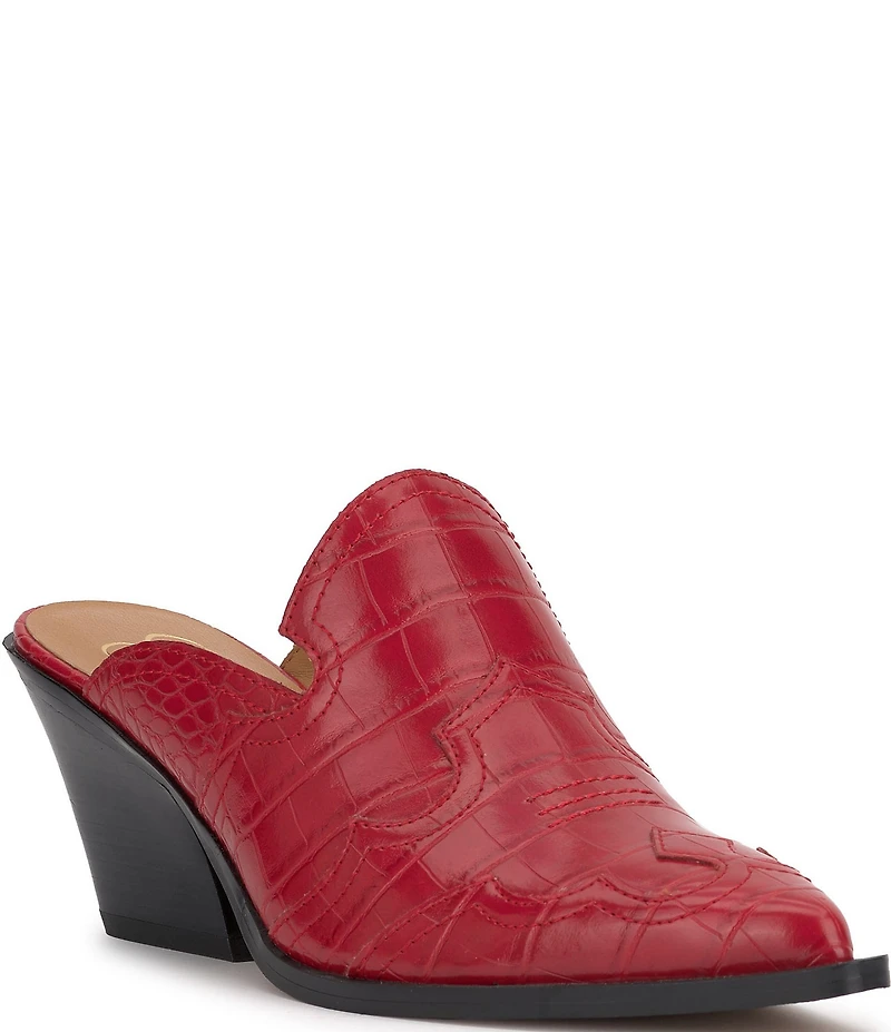 Jessica Simpson Zurina Crocodile Western Heeled Mules