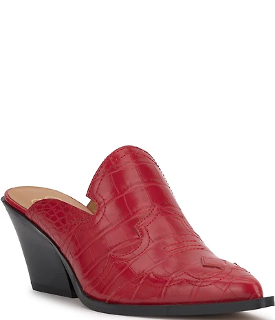 Jessica Simpson Zurina Crocodile Western Heeled Mules