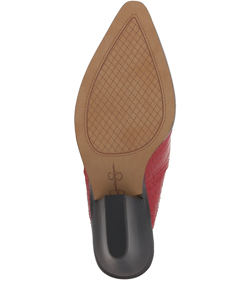 Jessica Simpson Zurina Crocodile Western Heeled Mules