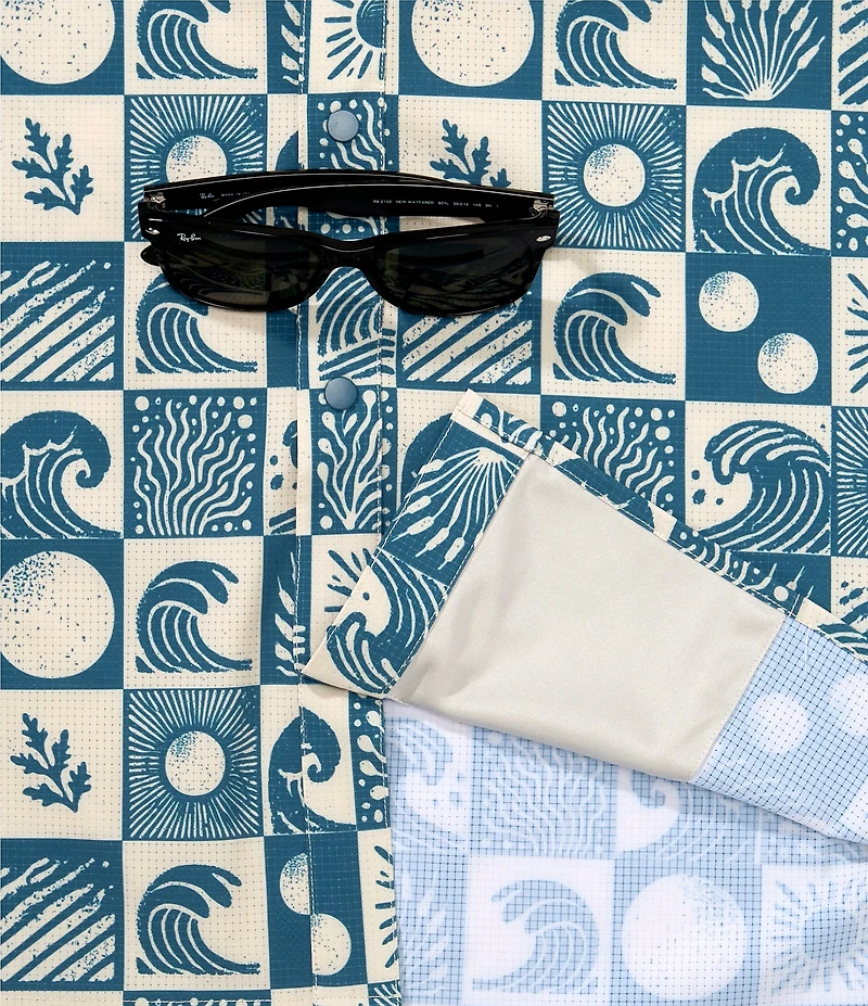 JETTY Sandspit Tech Wave Print Short Sleeve Woven Shirt