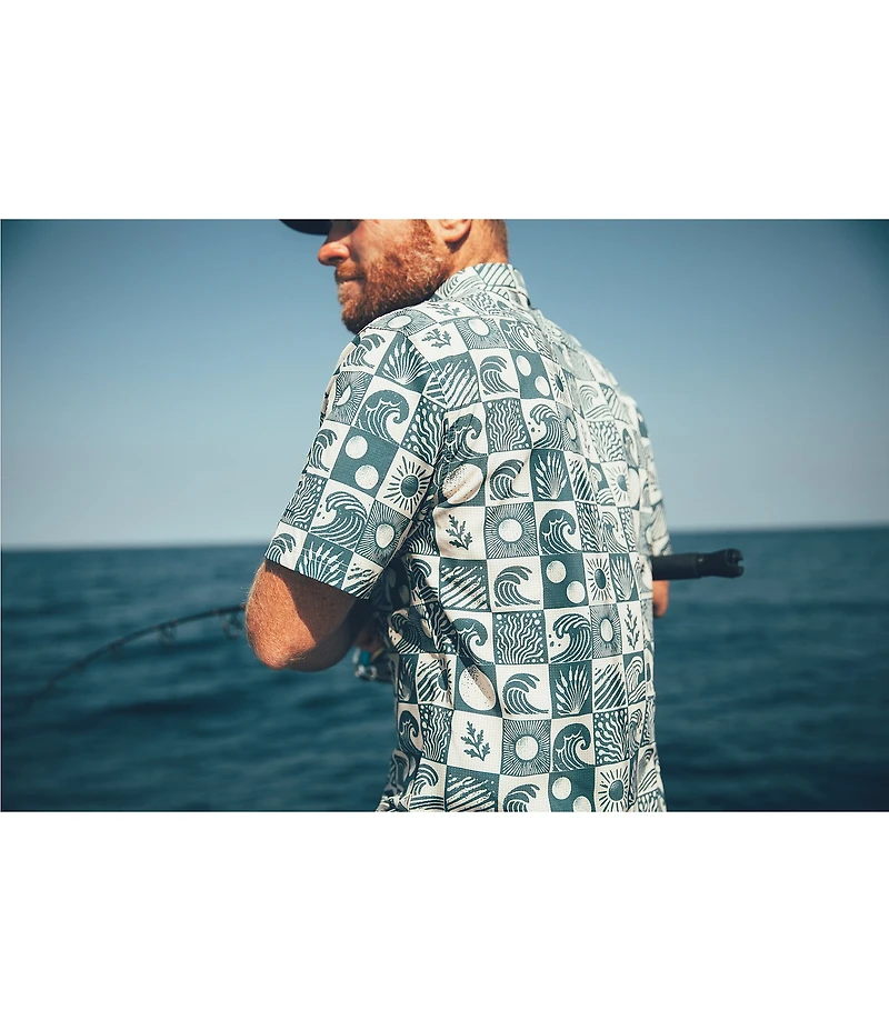 JETTY Sandspit Tech Wave Print Short Sleeve Woven Shirt