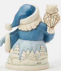 Jim Shore Blue Santa With Owl Mini Figurine