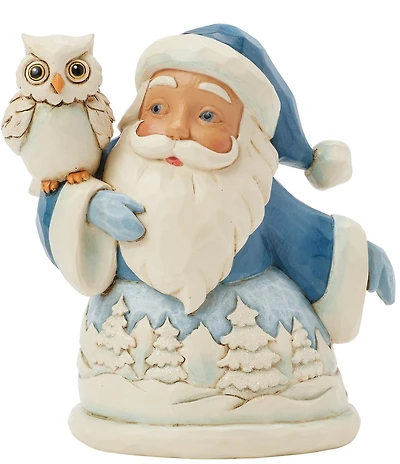 Jim Shore Blue Santa With Owl Mini Figurine