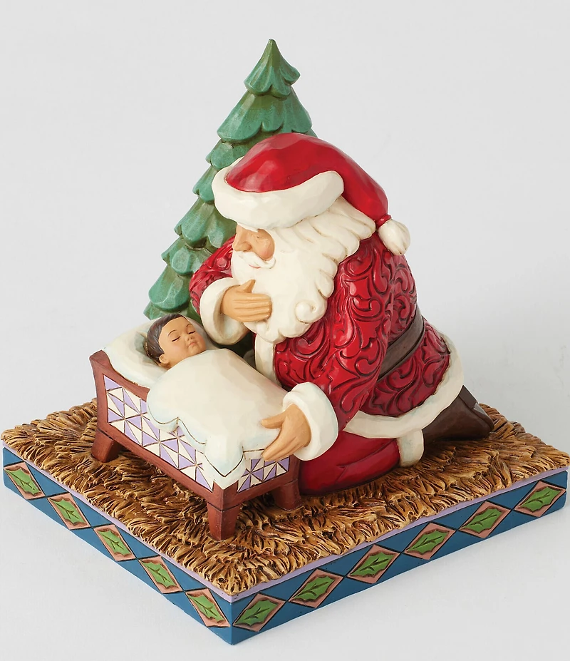 Jim Shore Christmas Miracle Santa Kneeling Over Baby Jesus Figurine