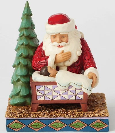 Jim Shore Christmas Miracle Santa Kneeling Over Baby Jesus Figurine