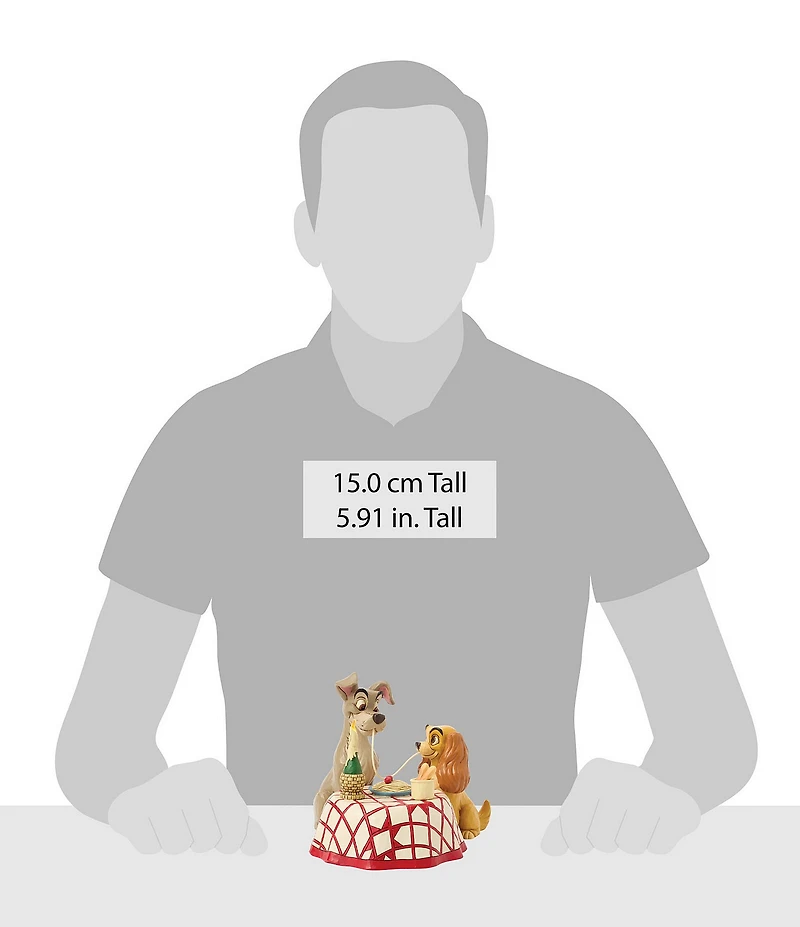 Jim Shore Disney Traditions Collection Lady and Tramp Spaghetti Scene Lit Figurine