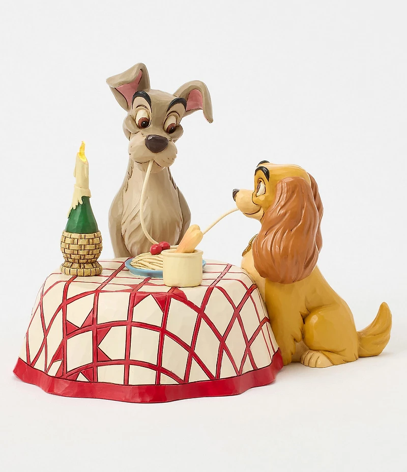 Jim Shore Disney Traditions Collection Lady and Tramp Spaghetti Scene Lit Figurine