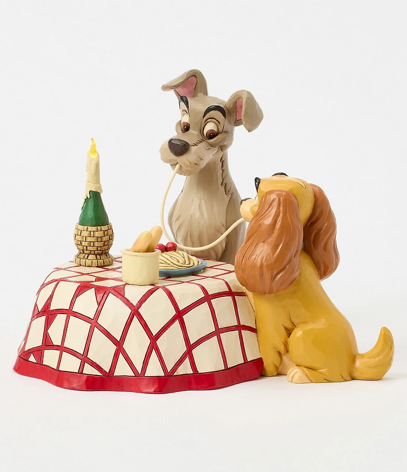 Jim Shore Disney Traditions Collection Lady and Tramp Spaghetti Scene Lit Figurine