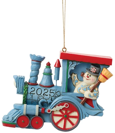 Jim Shore Frosty the Snowman 2025 Dated Frosty in Train Hanging Ornament