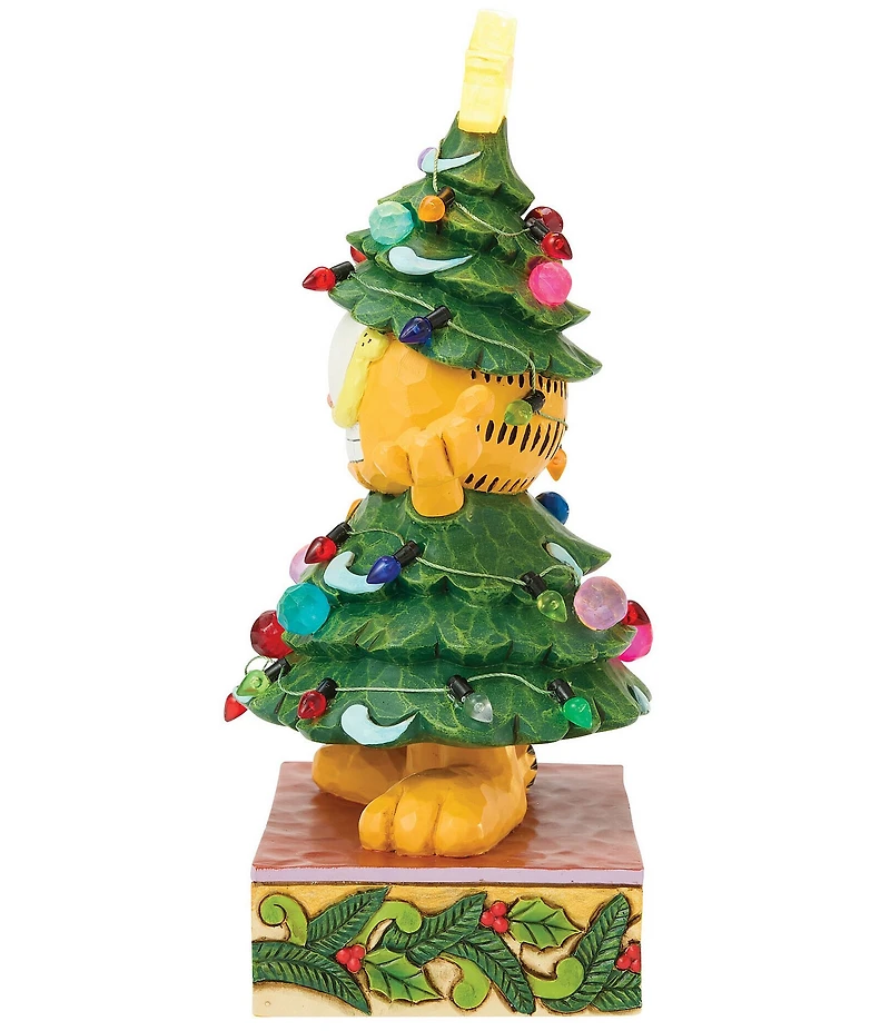 Jim Shore Garfield Collection Battery-Operated Light-Up Garfield Dressed as Christmas Tree Figurine