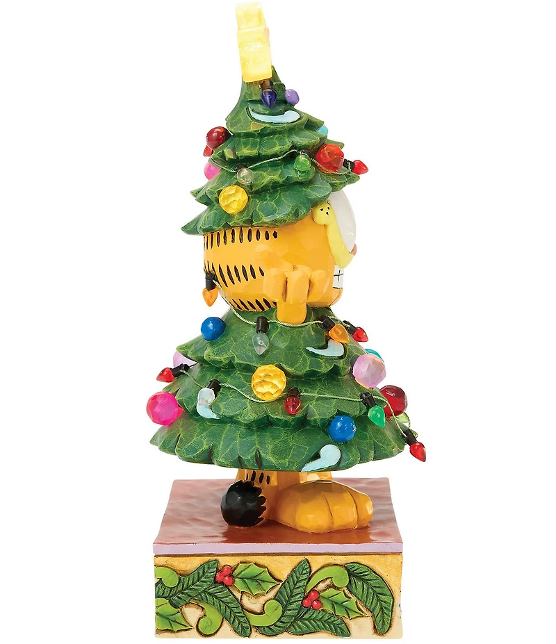 Jim Shore Garfield Collection Battery-Operated Light-Up Garfield Dressed as Christmas Tree Figurine