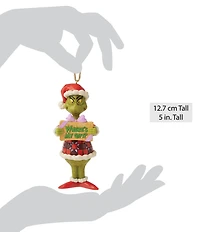 Jim Shore Grinch Collection #double;Where's My Gift#double; Message Ornament