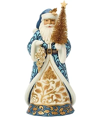 Jim Shore Heartwood Creek Blue And Gold Santa With Sisal Tree Figurine